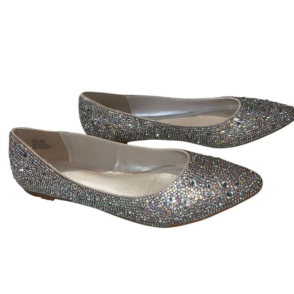 David's Bridal Silver Rhinestone Pointed-Toe Flats
